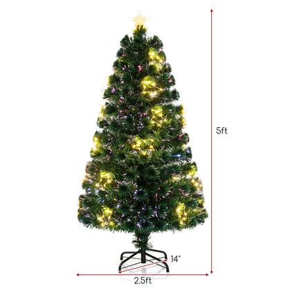 Pre-Lit Artificial Xmas Tree with Top Star and Branch Tips-5 FT, Green Christmas Tree at Gallery Canada