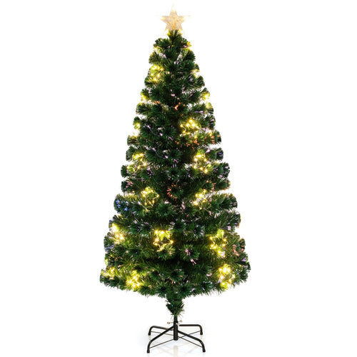 Pre-Lit Artificial Xmas Tree with Top Star and Branch Tips-6 FT, Green