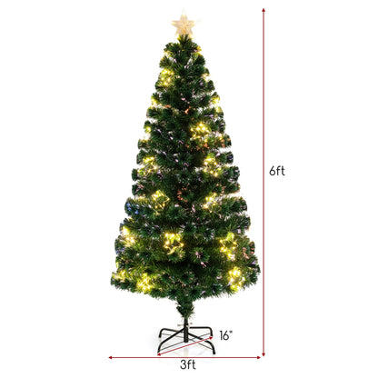 Pre-Lit Artificial Xmas Tree with Top Star and Branch Tips-6 FT, Green Christmas Tree at Gallery Canada