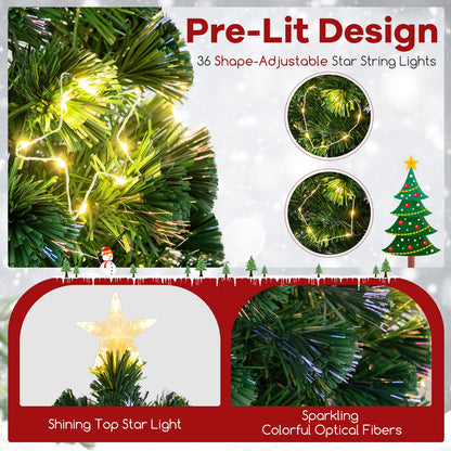 Pre-Lit Artificial Xmas Tree with Top Star and Branch Tips-6 FT, Green Christmas Tree at Gallery Canada