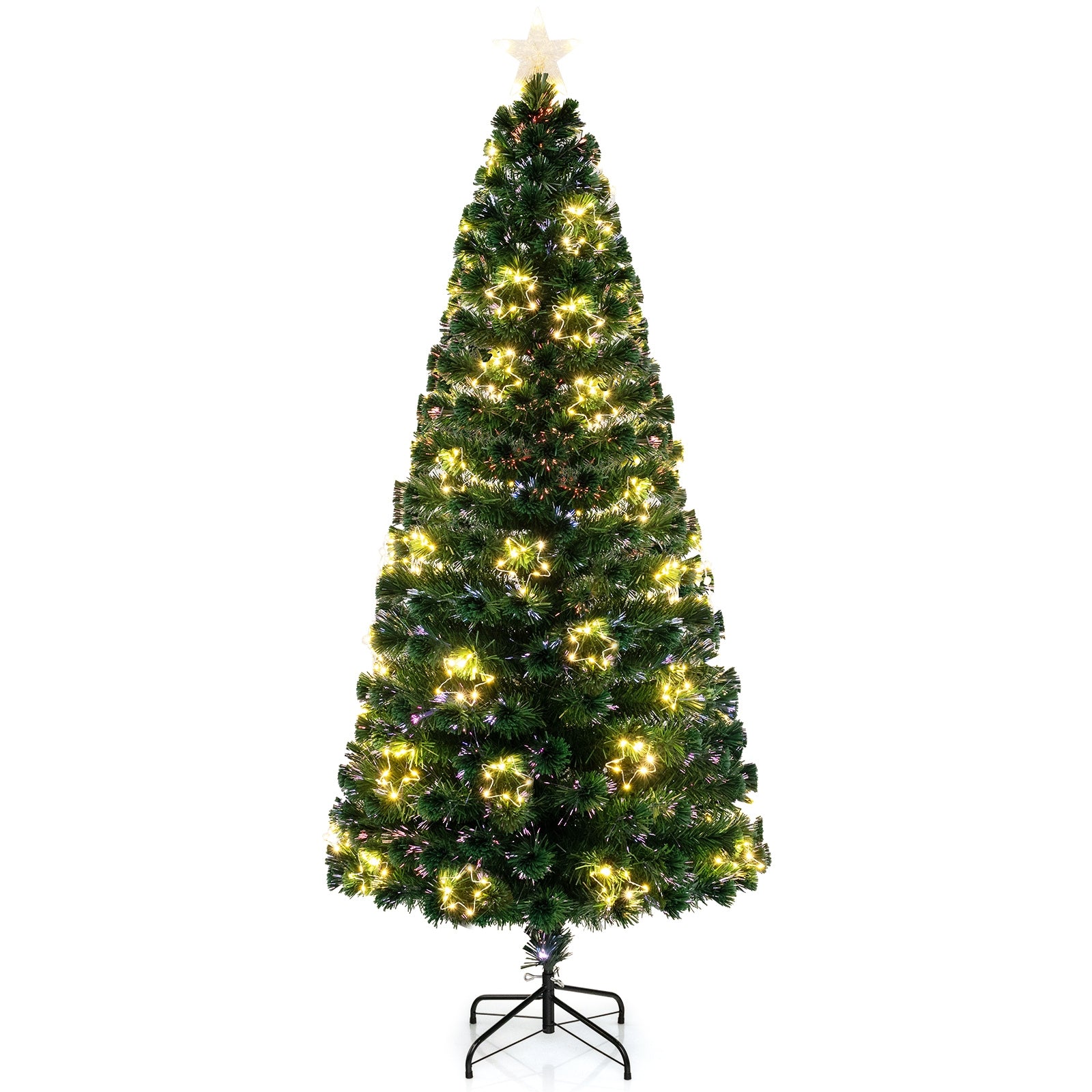Pre-Lit Artificial Xmas Tree with Top Star and Branch Tips-7 FT, Green Christmas Tree 7 Foot - Green at Gallery Canada