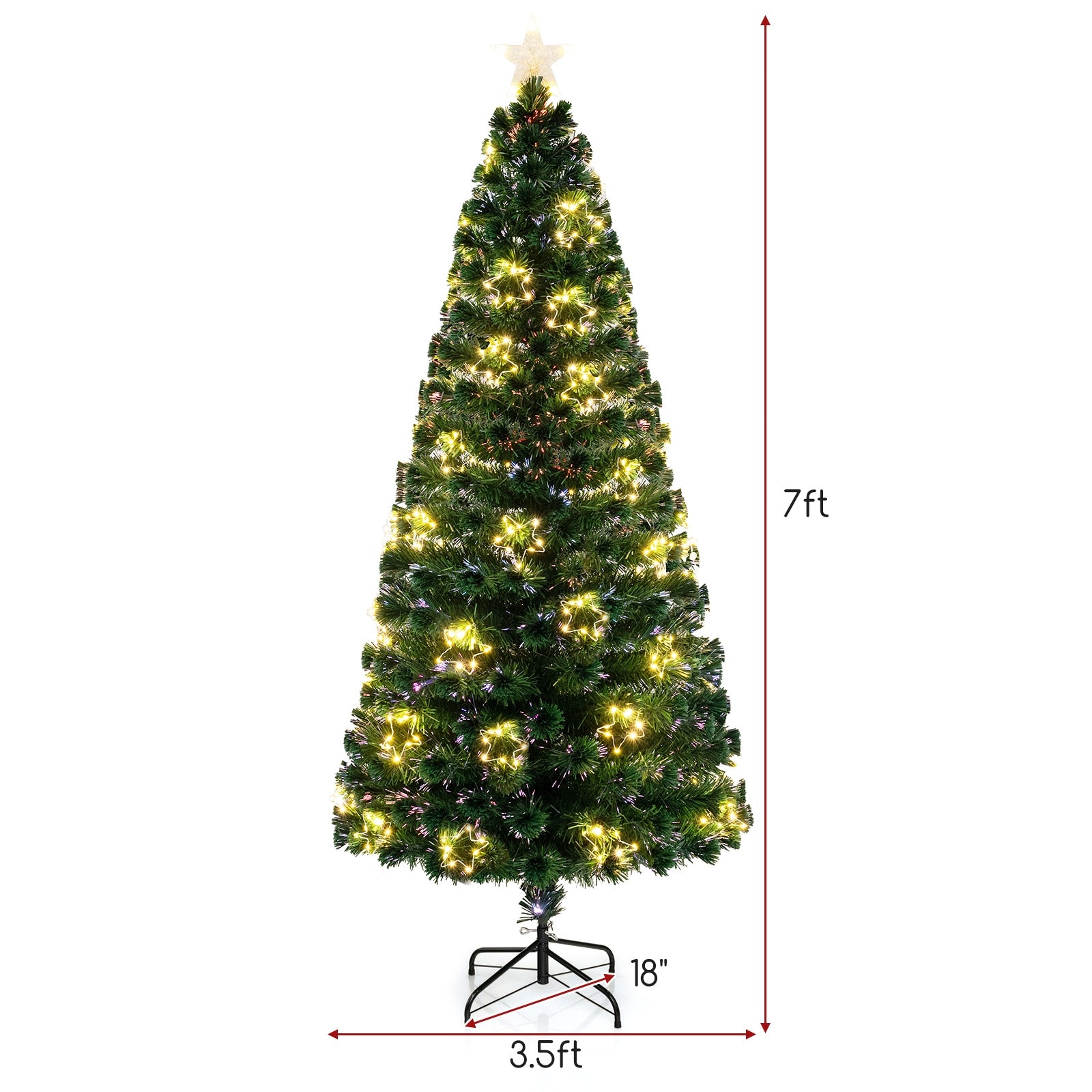 Pre-Lit Artificial Xmas Tree with Top Star and Branch Tips-7 FT, Green Christmas Tree at Gallery Canada