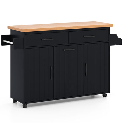 Mobile Kitchen Island Table with Trash Bag Storage for Dining Room, Black Kitchen Islands & Carts Black at Gallery Canada