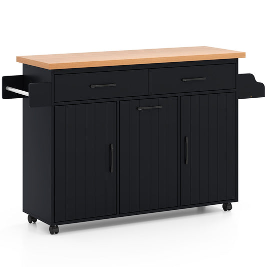 Mobile Kitchen Island Table with Trash Bag Storage for Dining Room, Black Kitchen Islands & Carts Black at Gallery Canada
