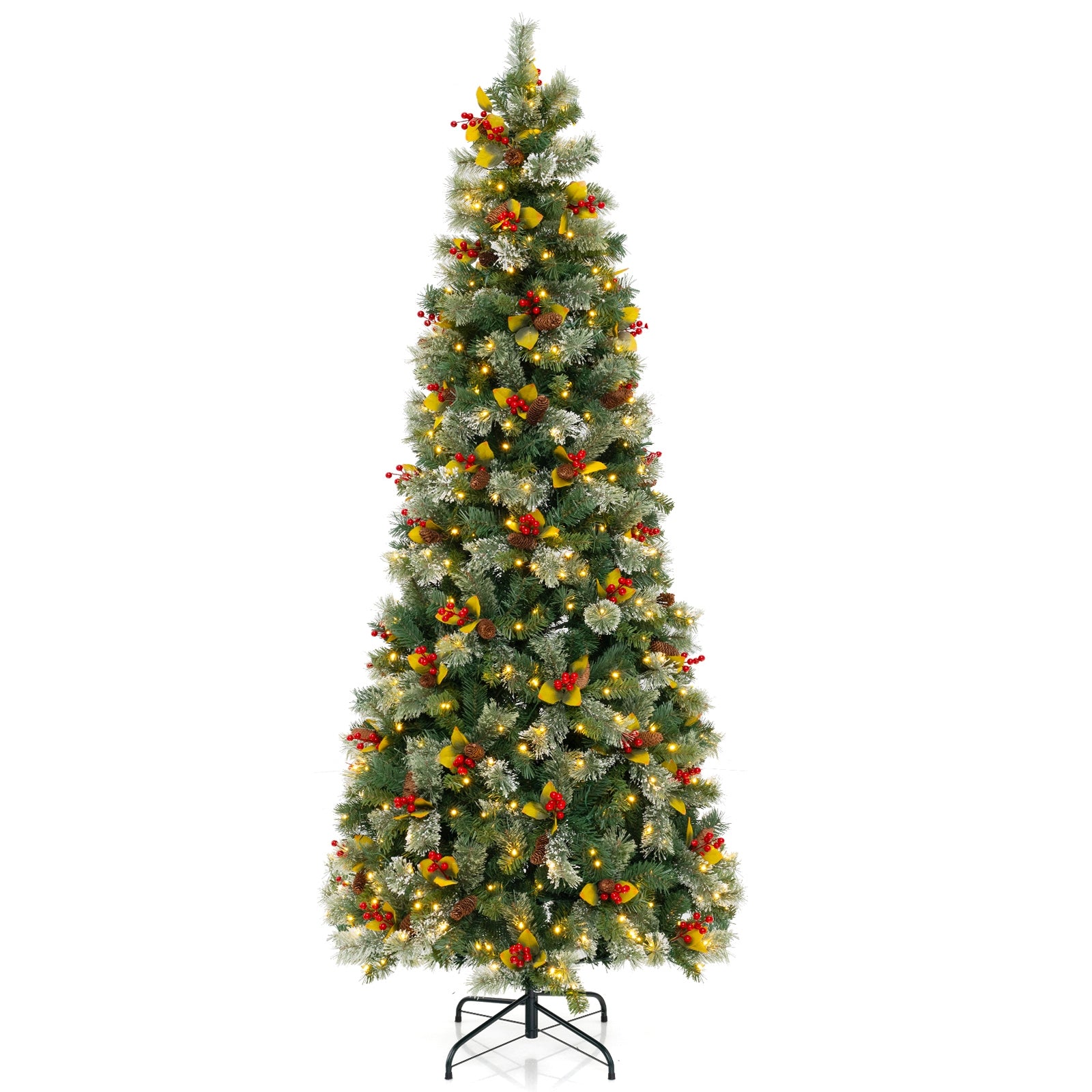 5/7.5/9 FT Pre-Lit Artificial Christmas Tree with 453/1096/1416 PVC and Pine Needles-L, Green Christmas Tree at Gallery Canada