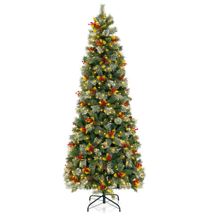 5/7.5/9 FT Pre-Lit Artificial Christmas Tree with 453/1096/1416 PVC and Pine Needles-L, Green Christmas Tree Green at Gallery Canada