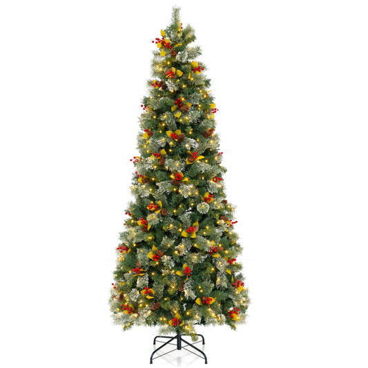 5/7.5/9 FT Pre-Lit Artificial Christmas Tree with 453/1096/1416 PVC and Pine Needles-L, Green Christmas Tree Green at Gallery Canada