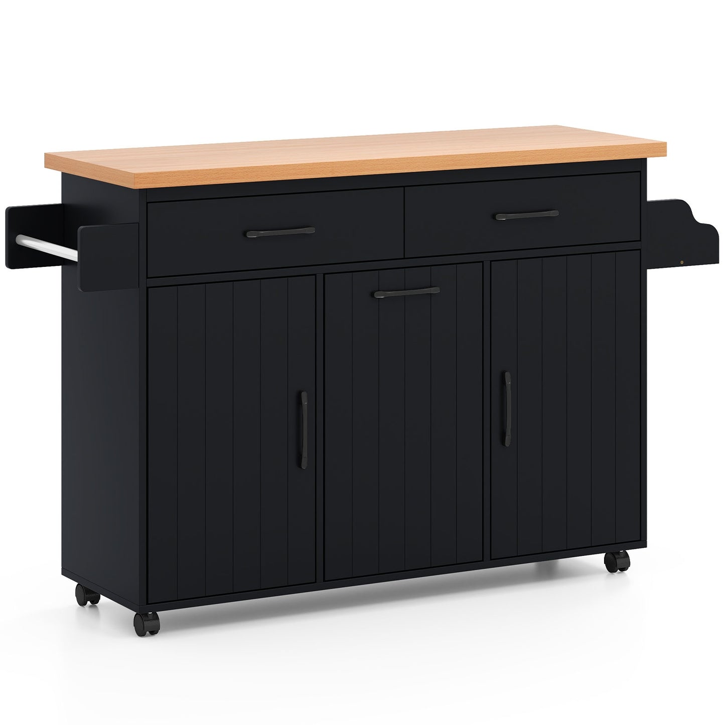 Mobile Kitchen Island Table With Trash Bag Storage, Black Kitchen Islands & Carts Black at Gallery Canada