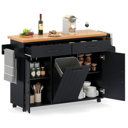 Mobile Kitchen Island Table with Trash Bag Storage for Dining Room, Black Kitchen Islands & Carts at Gallery Canada