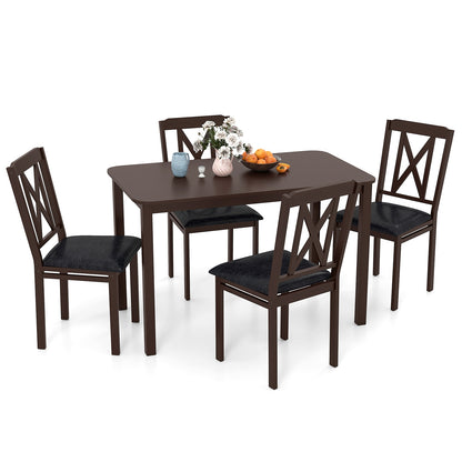 5-Piece Dining Table Set with Wide Tabletop and Rubber Wood Legs, Black Dining Room Sets at Gallery Canada