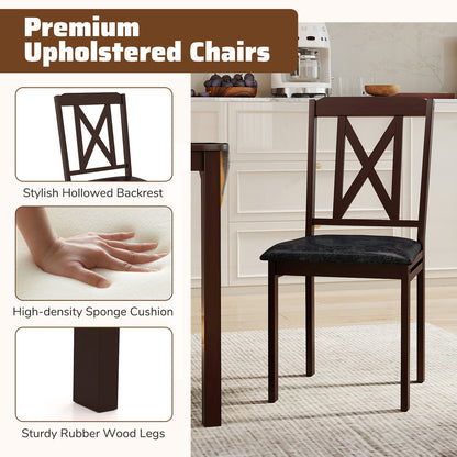 5-Piece Dining Table Set with Wide Tabletop and Rubber Wood Legs, Black Dining Room Sets at Gallery Canada