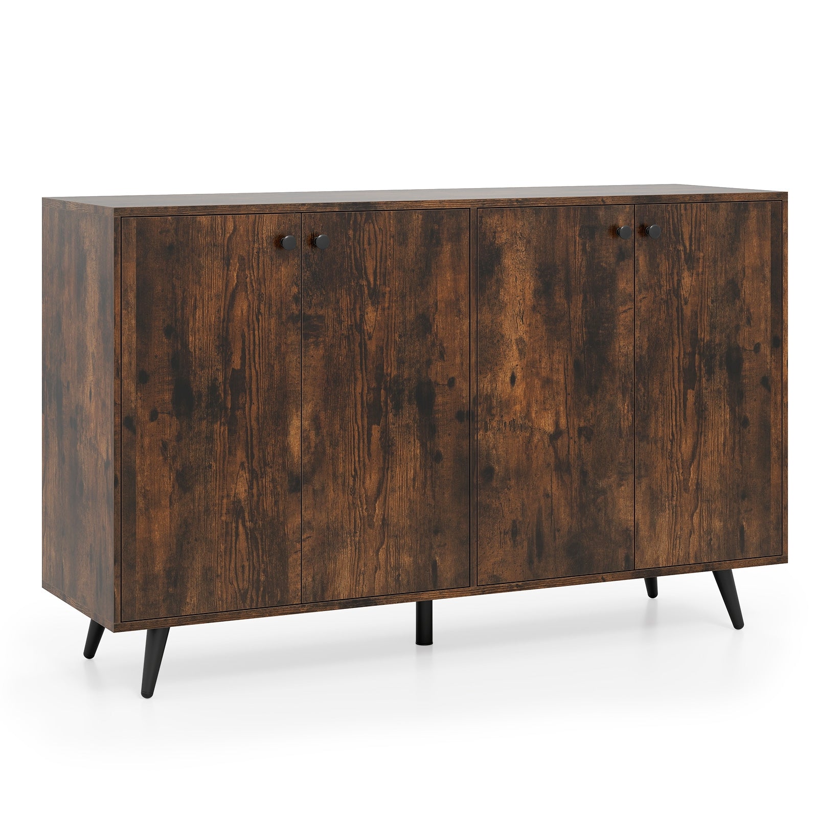 Buffet Sideboard Mid Century Modern Storage Cabinet with Adjustable Shelves, Rustic Brown Sideboards Cabinets & Buffets at Gallery Canada