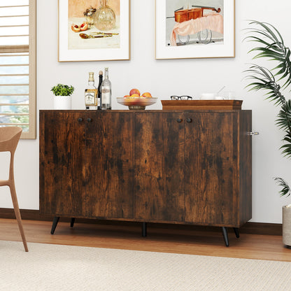 Buffet Sideboard Mid Century Modern Storage Cabinet with Adjustable Shelves, Rustic Brown Sideboards Cabinets & Buffets at Gallery Canada