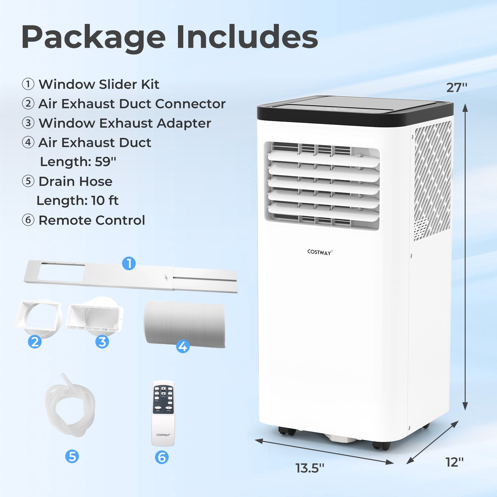 8000 BTU Portable Air Conditioner 3 in 1 Floor AC Unit, White Portable Air Conditioners at Gallery Canada