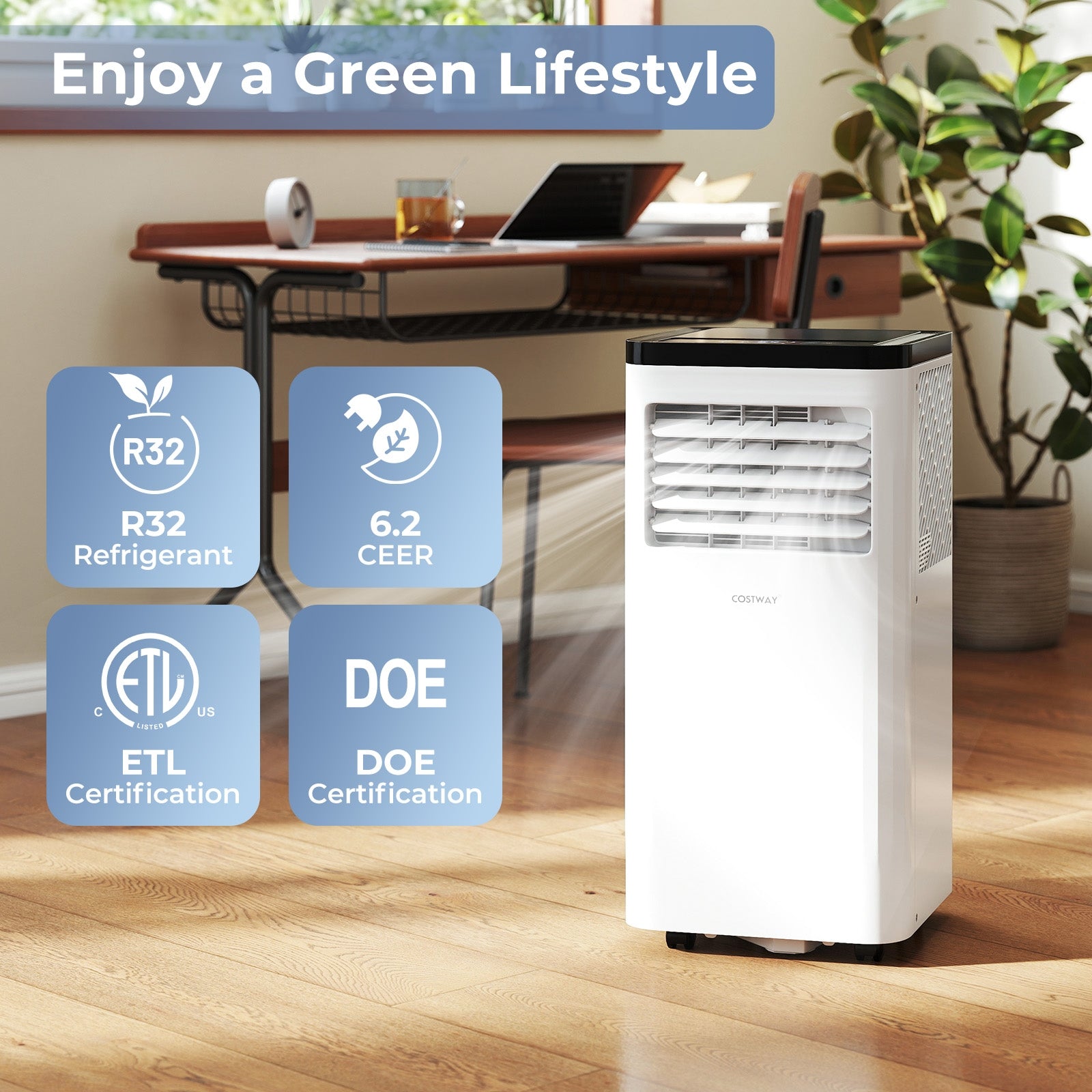 8000 BTU Portable Air Conditioner 3 in 1 Floor AC Unit, White Portable Air Conditioners at Gallery Canada