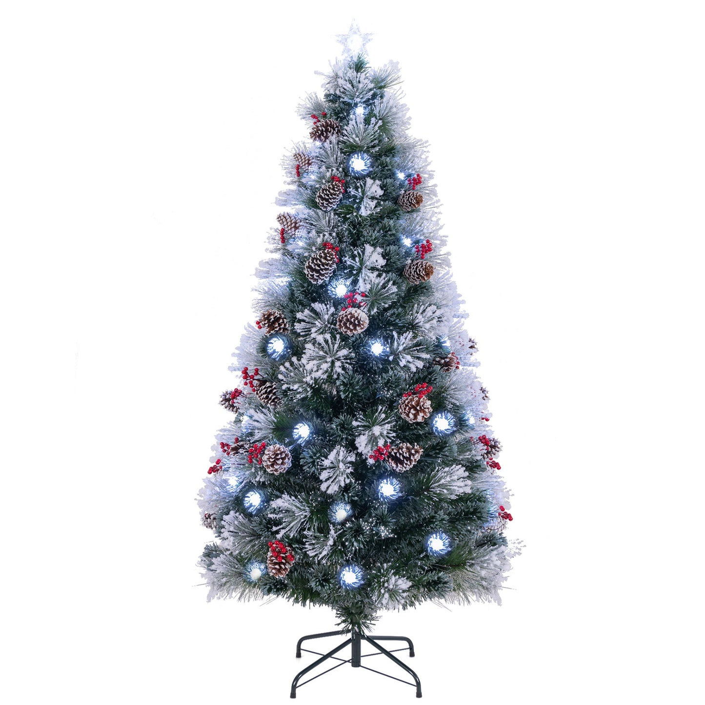 7 FT Flocked Christmas Tree, 8 Lighting Modes, Green Christmas Tree Green at Gallery Canada