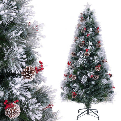 7 FT Flocked Christmas Tree, 8 Lighting Modes, Green Christmas Tree at Gallery Canada