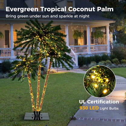 Artificial Lighted Palm Tree with Metal Base 157 Branch Tips and 930 Warm White LED Lights Faux Plants at Gallery Canada
