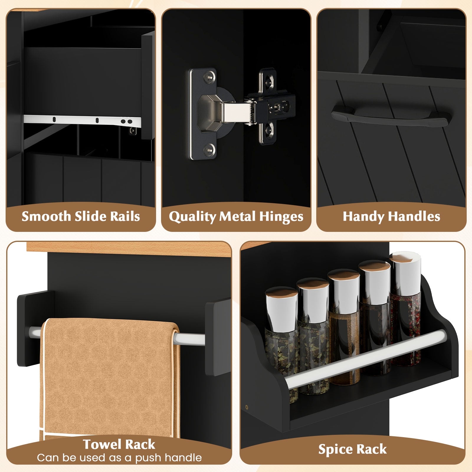 Mobile Kitchen Island Table with Trash Bag Storage for Dining Room, Black Kitchen Islands & Carts at Gallery Canada