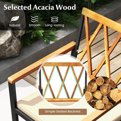 5 Piece Patio Acacia Wood Dining Set Solid Wooden Dining Furniture with Umbrella Hole, Natural Patio Dining Sets at Gallery Canada