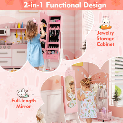 Kids Jewelry Armoire Cabinet with 2 Tilt Angles and Large Capacity, Pink Kids Vanities at Gallery Canada