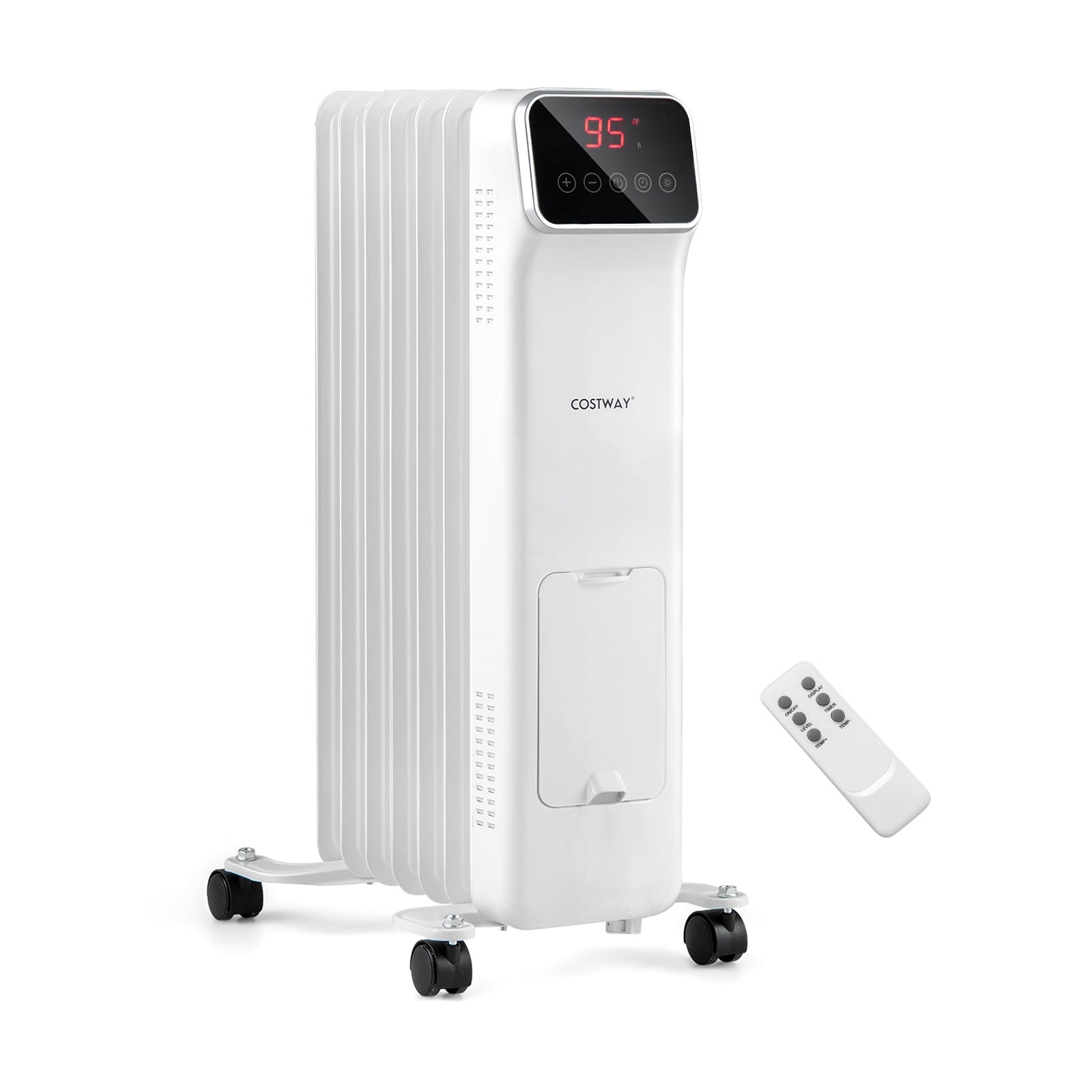 1500W Oil Filled Radiator Heater, Remote Control, 3 Modes, 24H Timer, White Space Heaters White at Gallery Canada