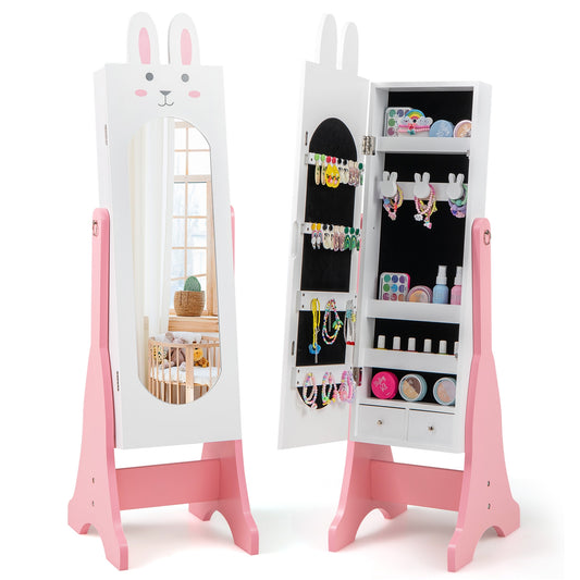 Kids Jewelry Armoire Cabinet with 2 Tilt Angles and Large Capacity, White Kids Vanities White at Gallery Canada