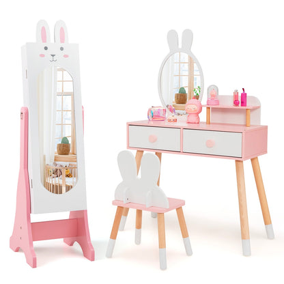Kids Jewelry Armoire Cabinet with 2 Tilt Angles and Large Capacity, White Kids Vanities at Gallery Canada