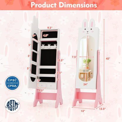Kids Jewelry Armoire Cabinet with 2 Tilt Angles and Large Capacity, White Kids Vanities at Gallery Canada