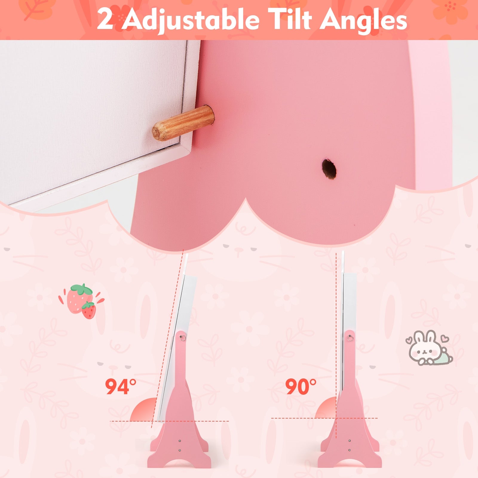 Kids Jewelry Armoire Cabinet with 2 Tilt Angles and Large Capacity, White Kids Vanities at Gallery Canada