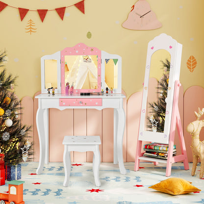 Kids Jewelry Organizer with Full Length Mirror Drawers and Storage Shelves, White Kids Vanities at Gallery Canada