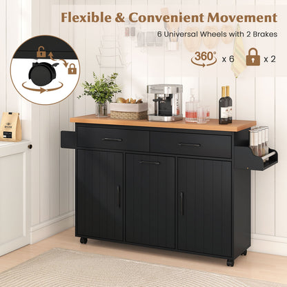 Mobile Kitchen Island Table with Trash Bag Storage for Dining Room, Black Kitchen Islands & Carts at Gallery Canada