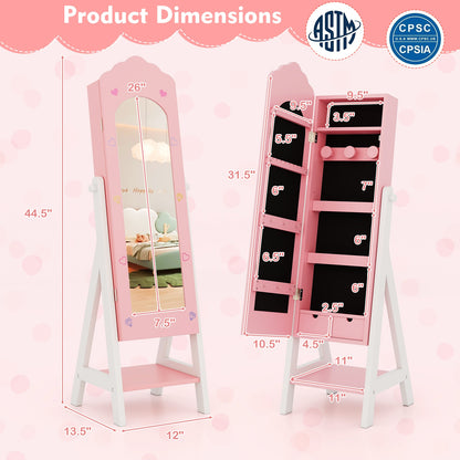 Kids Jewelry Organizer, Full Mirror Drawers, Storage Shelves, Pink Kids Vanities at Gallery Canada