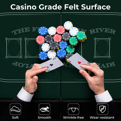 72 Inch Foldable Poker Table for 8 Players Portable Oval Card Board Game Table, Green Game Room at Gallery Canada