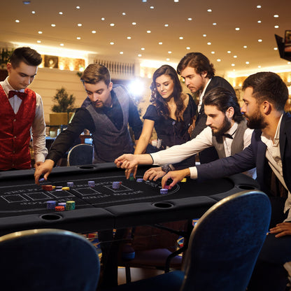 72 Inch Foldable Poker Table for 8 Players Portable Oval Card Board Game Table, Black Game Room at Gallery Canada