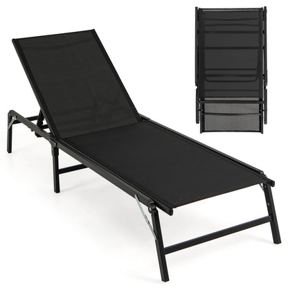 Foldable Patio Lounge Chair Set Of 2, Black Outdoor Chaise Lounges Black at Gallery Canada