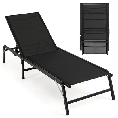 Chaise Lounge Chair Set of 2 Foldable Patio Lounge Chairs, Black Outdoor Chaise Lounges at Gallery Canada