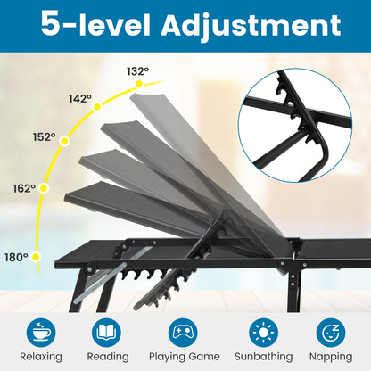Chaise Lounge Chair Set of 2 Foldable Patio Lounge Chairs, Black Outdoor Chaise Lounges at Gallery Canada
