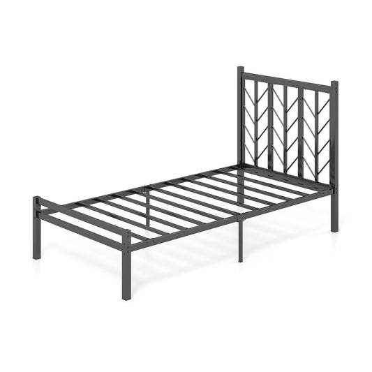 Twin Size Platform Bed With Headboard, Metal Frame, Black Simple Bed Frame Black at Gallery Canada