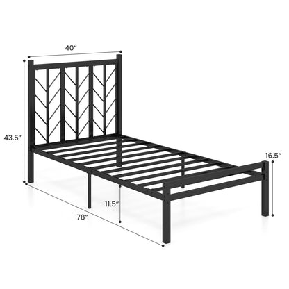 Twin Size Platform Bed with Headboard and Metal Frame-Twin Size, Black Simple Bed Frame at Gallery Canada