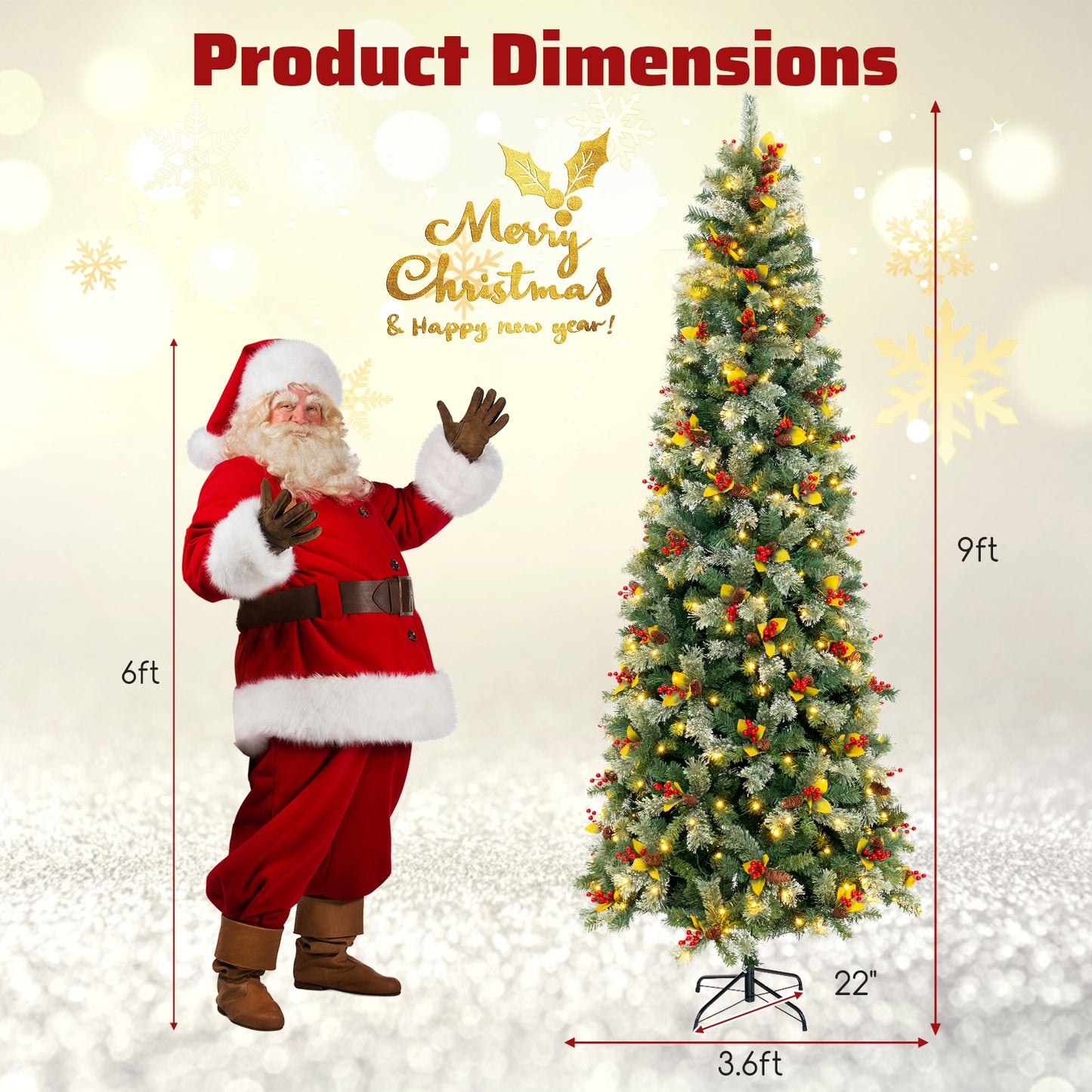 5/7.5/9 FT Pre-Lit Artificial Christmas Tree with 453/1096/1416 PVC and Pine Needles-XL, Green Christmas Tree at Gallery Canada