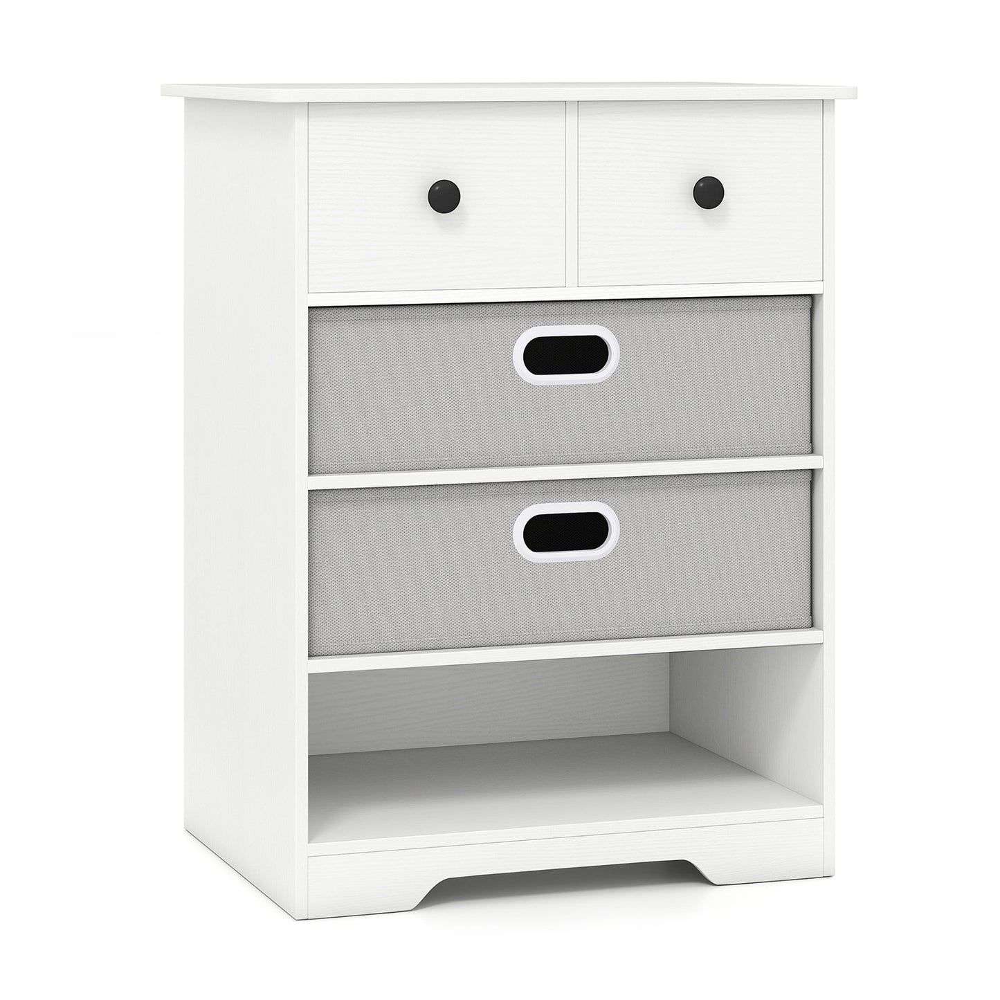 4-Drawer Dresser Modern Chest Storage Organizer with Open Shelves, White Cabinets & Chests White at Gallery Canada