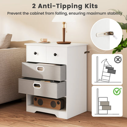 4-Drawer Dresser Modern Chest Storage Organizer with Open Shelves, White Cabinets & Chests at Gallery Canada