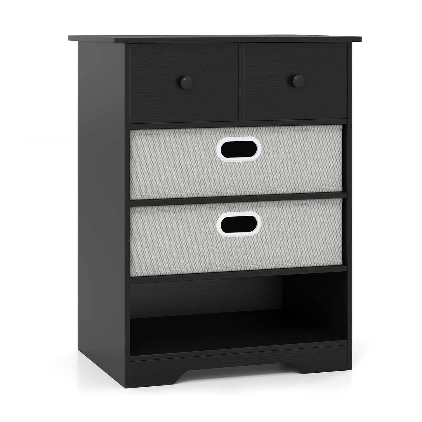 4-Drawer Dresser Modern Chest Storage Organizer with Open Shelves, Black Cabinets & Chests at Gallery Canada