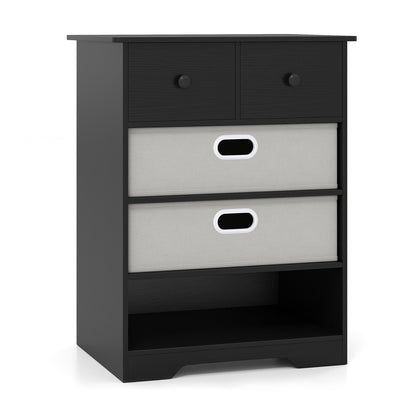 4-Drawer Dresser Modern Chest Storage Organizer with Open Shelves, Black Cabinets & Chests at Gallery Canada