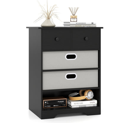 4-Drawer Dresser Modern Chest Storage Organizer with Open Shelves, Black Cabinets & Chests at Gallery Canada