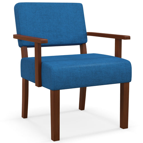 Linen Accent Chair Living Room Chair with Soft Padded Seat and Backrest, Blue