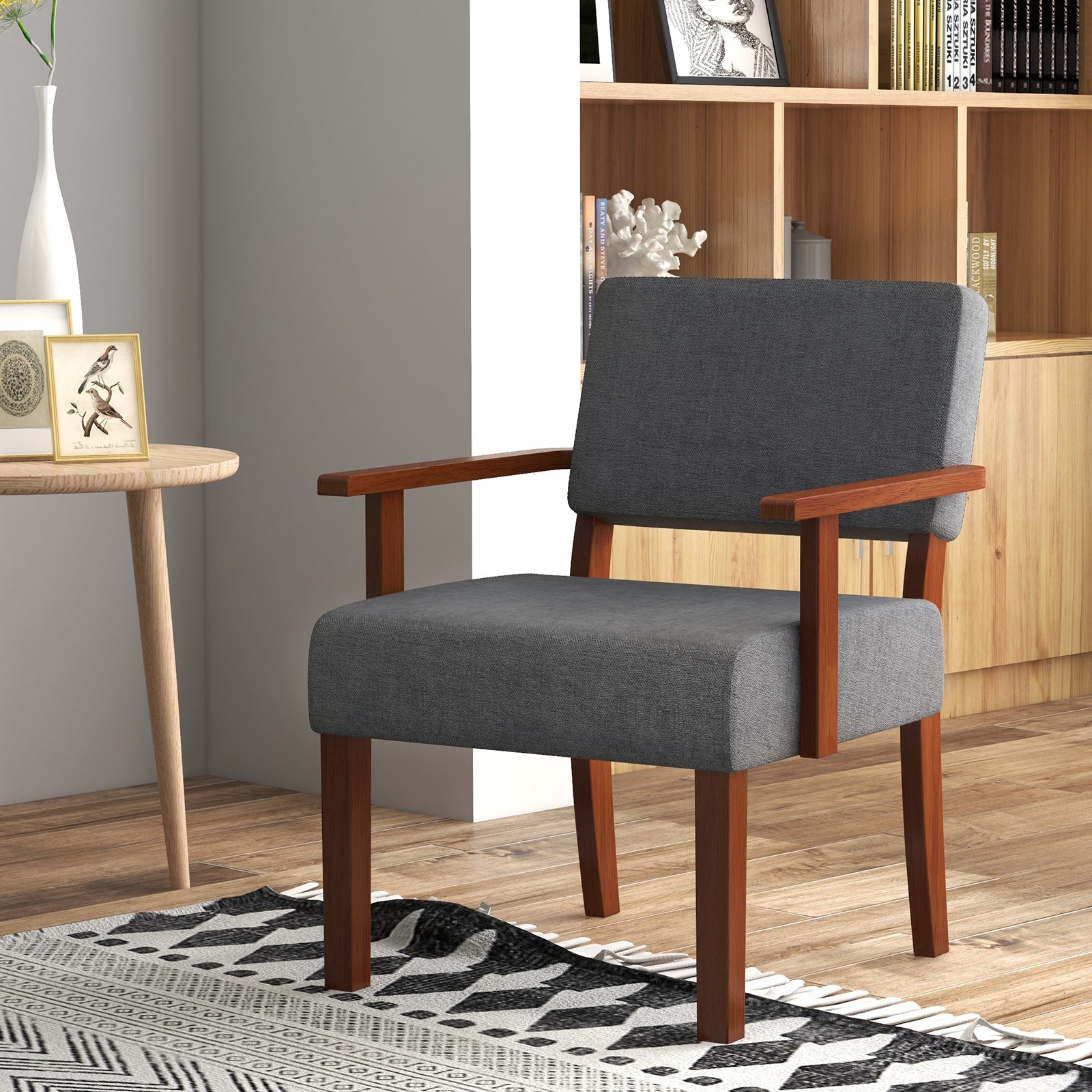 Linen Accent Chair Living Room Chair with Soft Padded Seat and Backrest, Gray Sofas & Loveseats at Gallery Canada