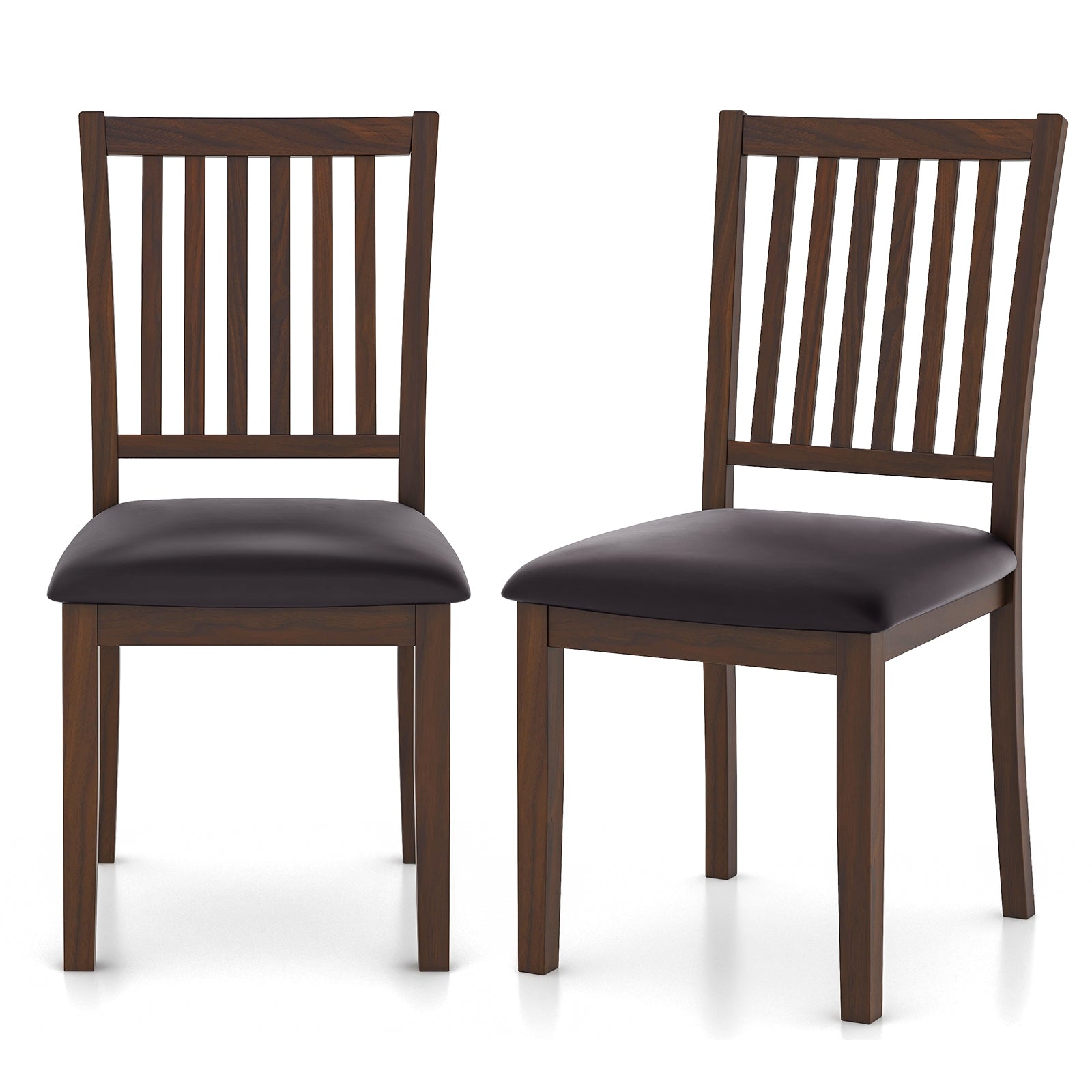 Upholstered Modern Dining Chair Set of 2 with Slanted High Backrest, Brown Dining Chairs Brown at Gallery Canada