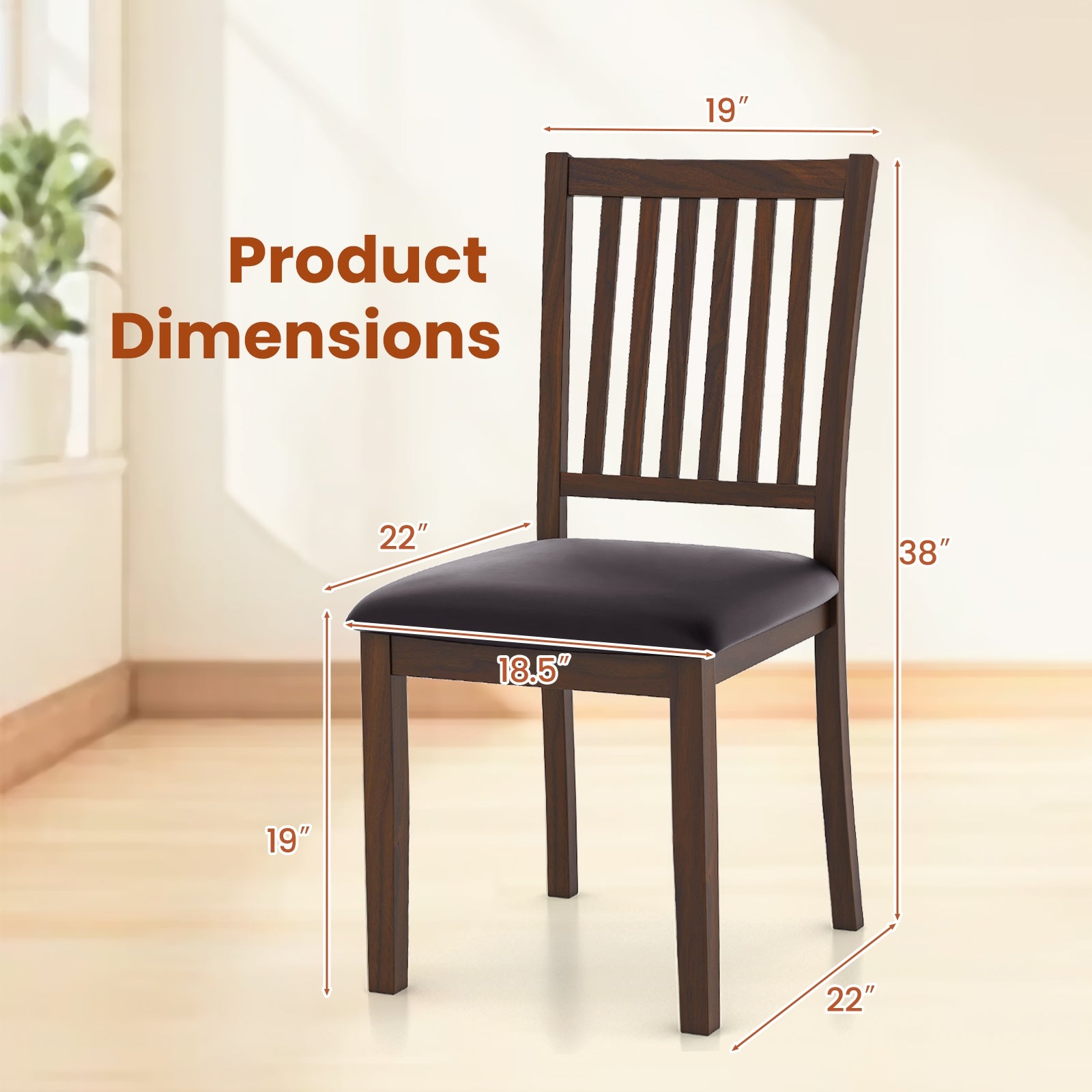 Modern Dining Chair Set Of 2, High Backrest, Brown Dining Chairs at Gallery Canada